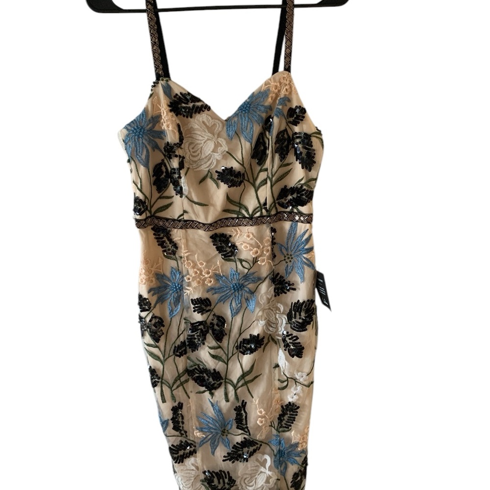 Lulu's Floral Embroidered Midi Dress - Black, Blue, Cream
